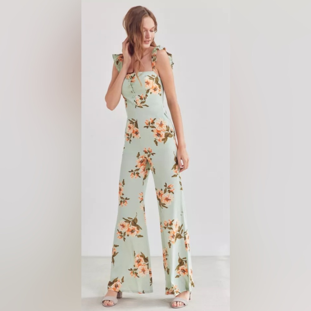 Flynn Skye Mint Floral Pant Jumpsuit sz S